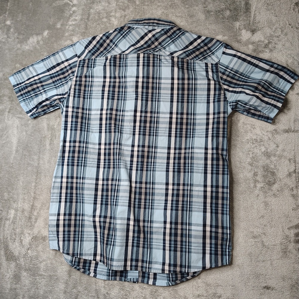 Mountain‎ Hardwear Button Down Shirt Mens Medium Blue Plaid Short Sleeve Pocket - Picture 6 of 7
